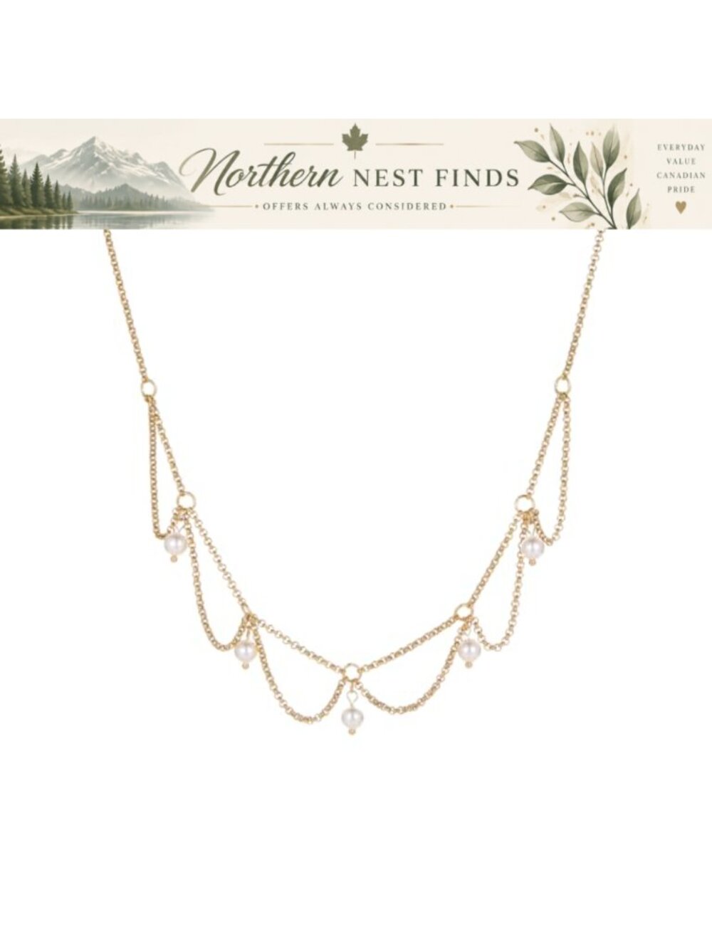 18K Gold Plated Pearl Pendant Necklace for Women Non Tarnish Adjustable